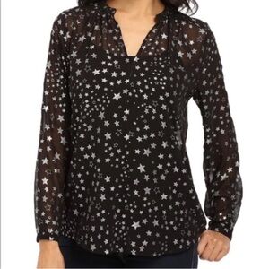 🌟SALE🌟 Vince Camuto Women’s Star Print Black Sheer Blouse - Size Large